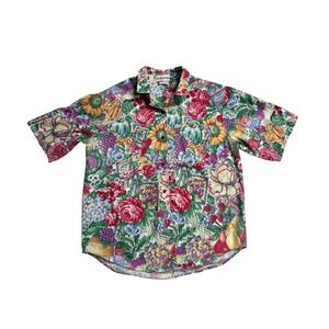 Gotcha Covered Vintage Floral Garden Seed Packet Shirt Mens Medium Made in USA
